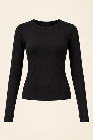 Women's basic long sleeve top with thumbhole