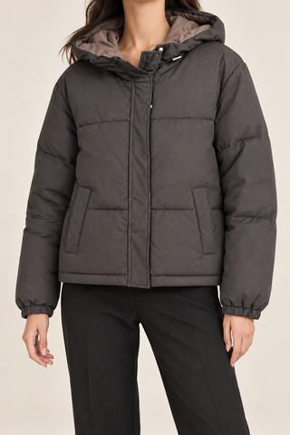 Women's reversible jacket with hood and drawstring